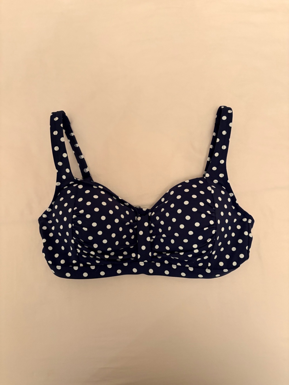 Lands' End Navy Blue Polka Dot Underwire Bikini Top